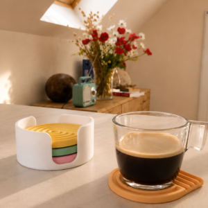 Sous-verres goutte x4 avec socle